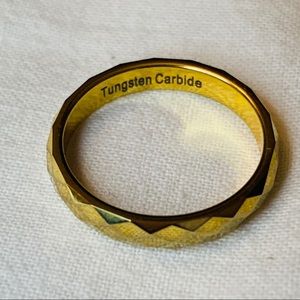 Faceted Yellow Gold Tungsten Carbide ring. 4mm